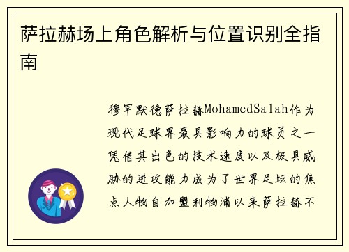 萨拉赫场上角色解析与位置识别全指南 萨拉赫场上角色解析与位置识别全指南